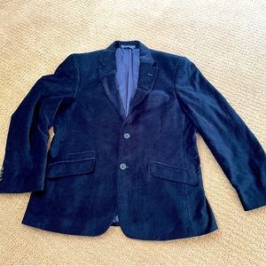 Tommy Hilfiger Dark Blue Pindot Velvet Suit Jacket Coat Size 38 Satin Lined